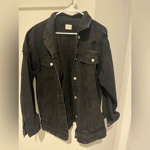 Distressed Black Denim Jacket